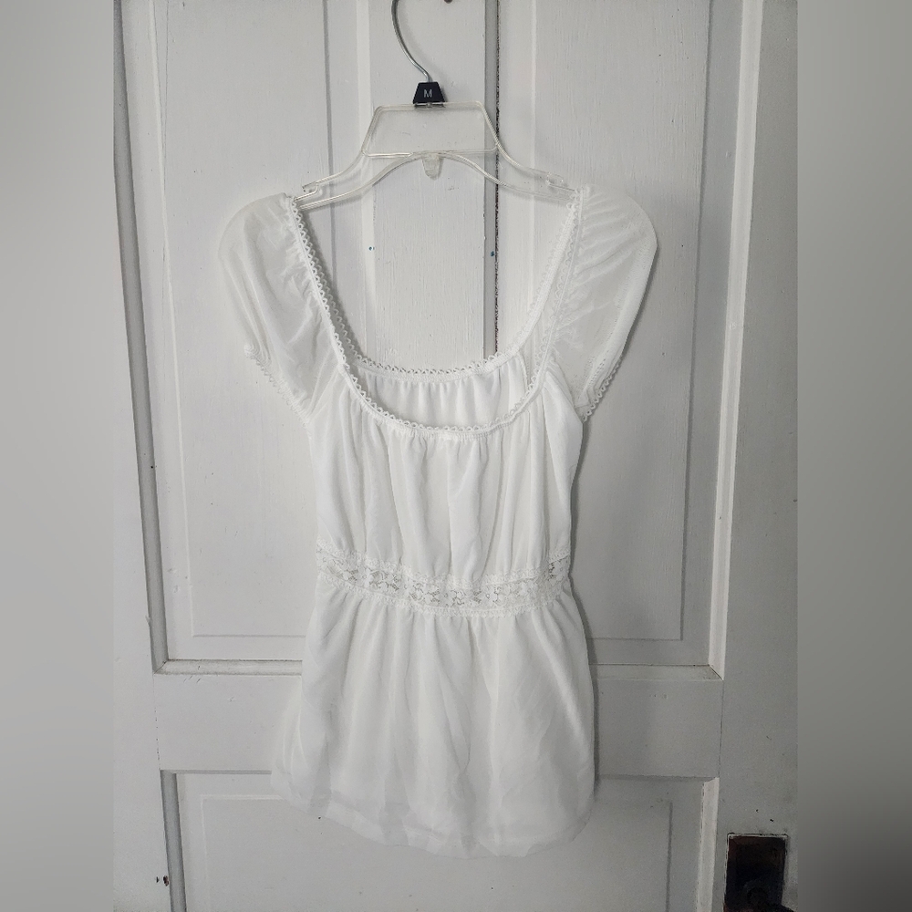 White Blouse with Lace Detail